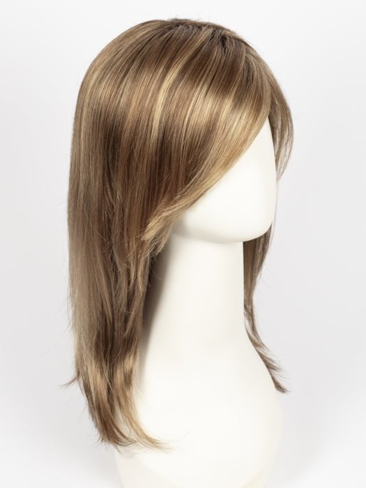 LIGHT BERNSTEIN ROOTED | Light Auburn, Light Honey Blonde, and Light Reddish Brown blend and Dark Roots