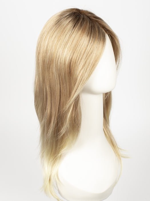 27T613S8 | Medium Natural Red-Gold Blonde and Pale Natural Gold Blonde Blend and Tipped, Shaded with Medium Brown