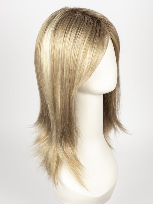 Color Creamy-Toffee R = Rooted Dark with Light Platinum Blonde and Light Honey Blonde 50/50 blend