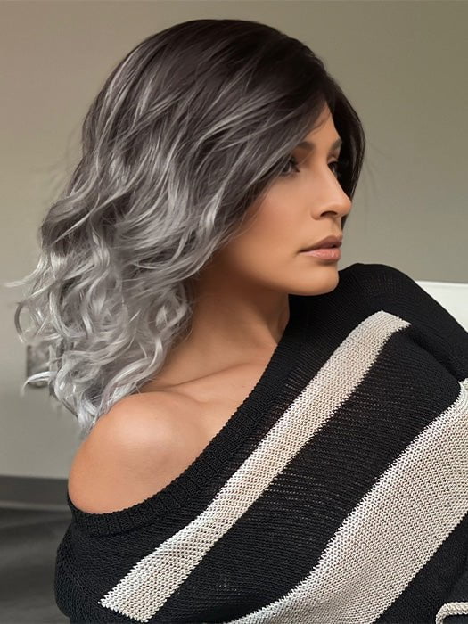 Roxie wearing GRAYDIENT-STORM | Dark Brown Roots that Melt into Light Gray and Silver Tones Towards the Ends