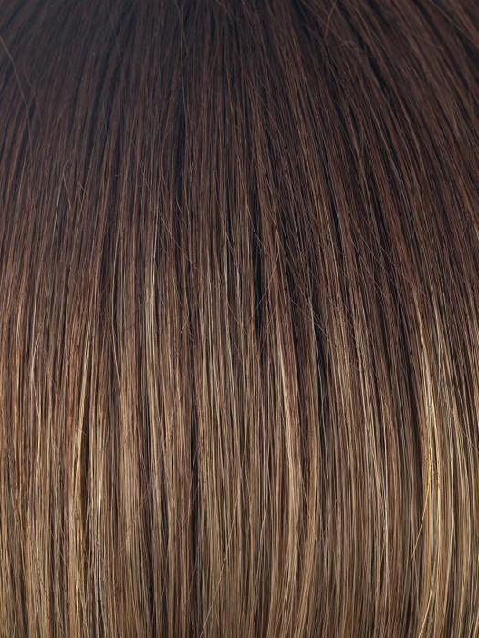 MOCHACCINO-LR | Longer dark root with light brown base and strawberry blonde highlights