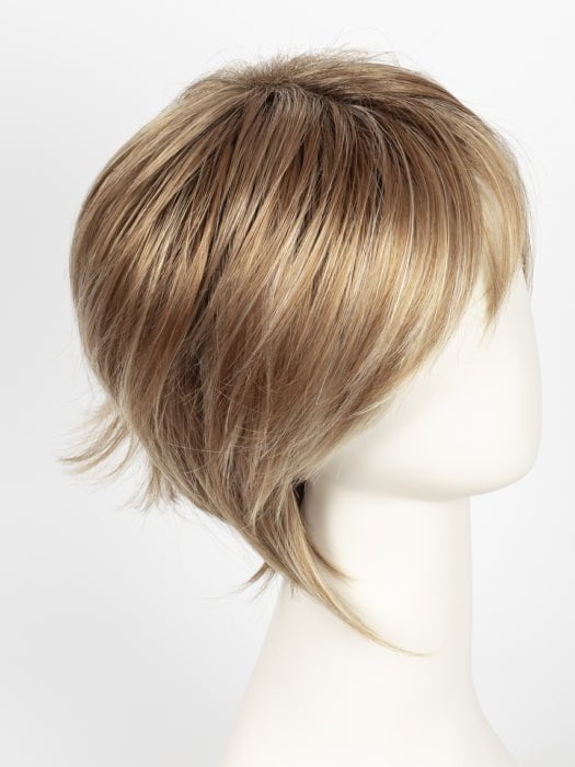 NUTMEG-F | Medium Blonde and Honey Brown Base Frosted with Platinum Blonde Highlights and Medium Golden Roots