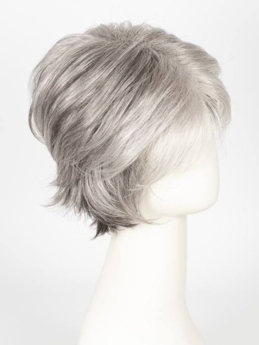 SILVER-STONE | Silver Medium Brown blend that transitions to more Silver then Medium Brown then to Silver Bangs