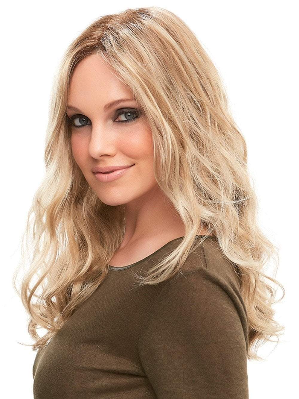 12FS8 | Medium Natural Gold Blonde, Light Gold Blonde, Pale Natural Blonde Blend, Shaded with Dark Brown