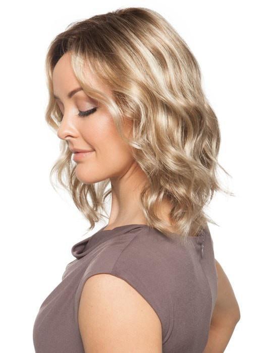 A wavy, mid-length bob cut wig that looks incredibly natural